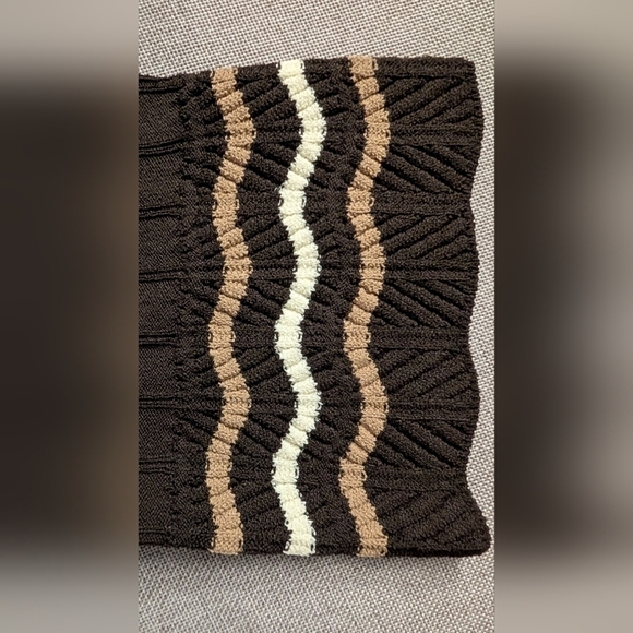 Nine West NWT $119 Women's Truffle Brown Striped Ribbed 3/4 Sleeve Dress Size M - Picture 15 of 15